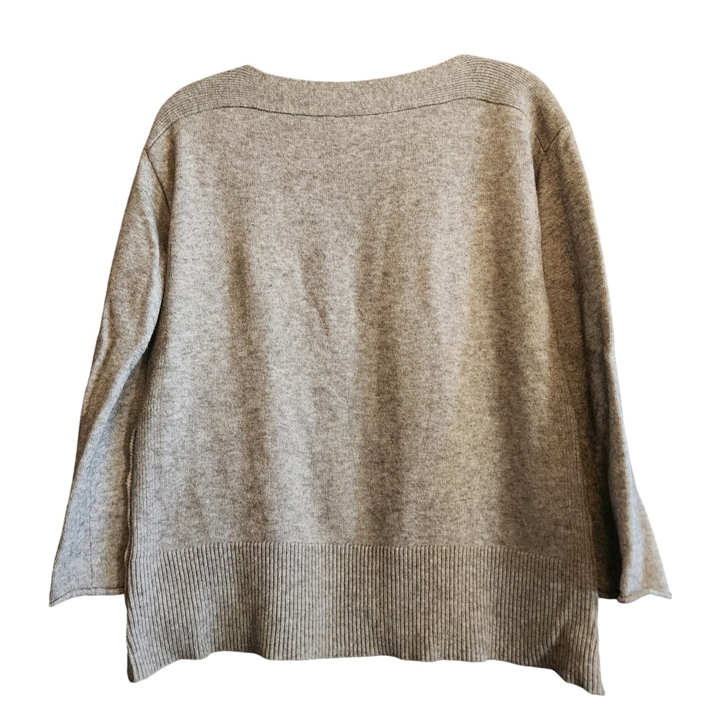 Anthropologie Sweater Women XS Gray Excellent Boatneck Side Button Knit Pullover - Picture 2 of 12